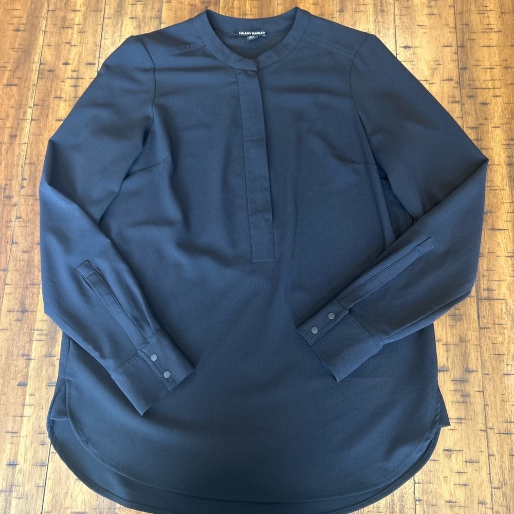Hilary Radley Women’s Half Zip Blouse With Adjustable Button Sleeves